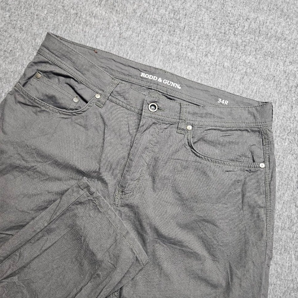 Rodd and Gunn Pants Mens 34R Grey Straight Leg Textured Five Pocket Trousers